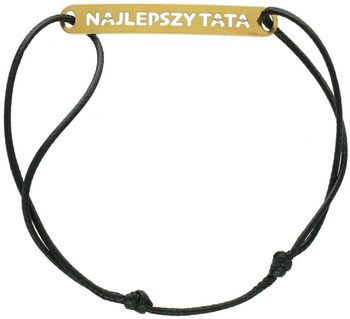 Pozłacana bransoletka „Najlepszy Tata” ze srebra 925, na czarnym sznurku. Waga 1,35 g, blaszka 4,0 × 6 mm, regulowana długość. Idealny prezent dla taty na każdą okazję.1.jpg