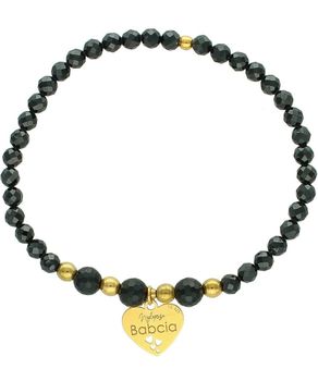 Bransoletka „Najlepsza Babcia” z sercem – srebro pozłacane, turmalin, na gumce  BS3103V151 turmalin.jpg