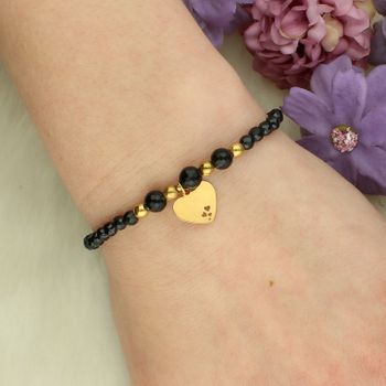 Bransoletka „Najlepsza Babcia” z sercem – srebro pozłacane, turmalin, na gumce  BS3103V151.jpg