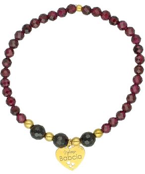 Bransoletka „Najlepsza Babcia” z sercem – srebro pozłacane, granat  BS3103V151.jpg