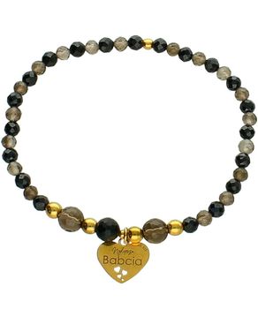 Bransoletka dla babci „Najlepsza Babcia” – srebro pozłacane z turmalinem i kwarcem dymnym gold.jpg