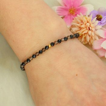 Bransoletka dla babci „Najlepsza Babcia” – srebro pozłacane z turmalinem i kwarcem dymnym gumka.jpg