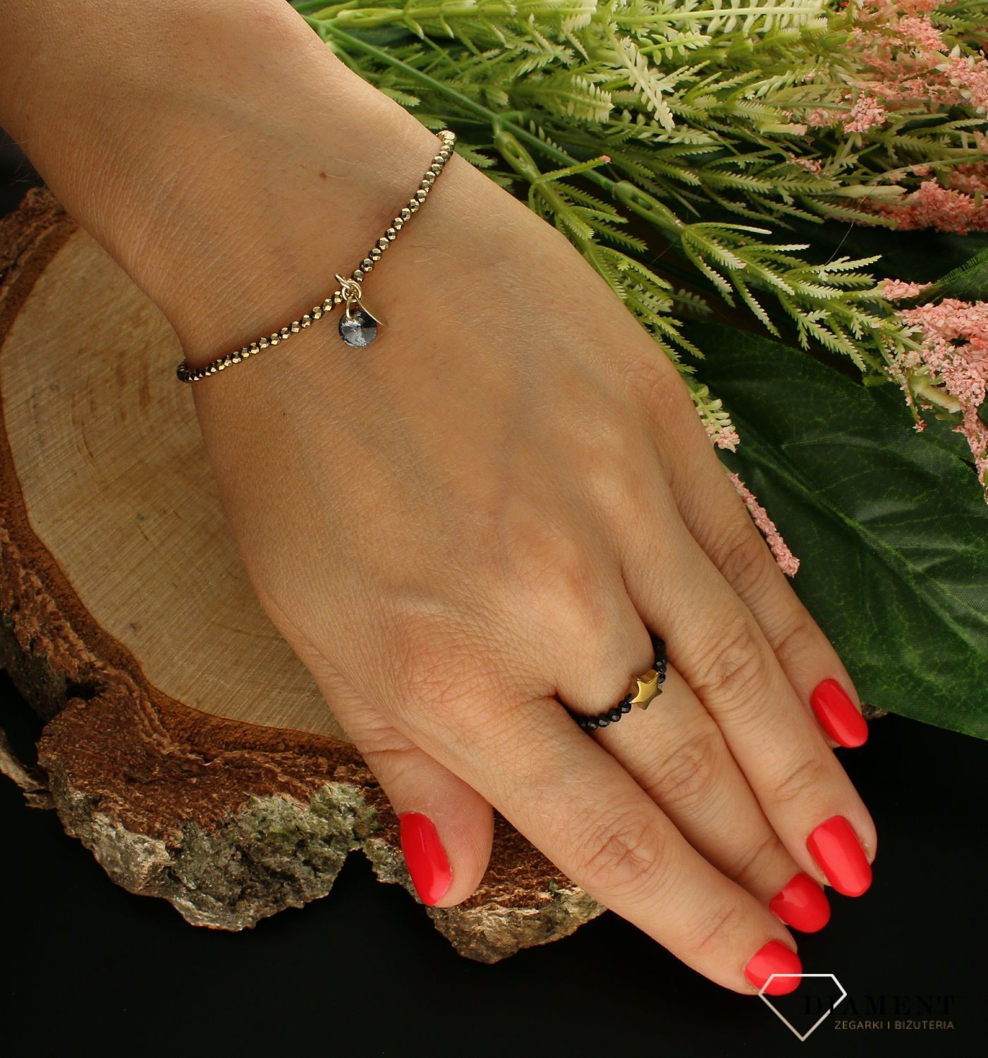 Bransoletka damska kamienie naturalne złocony hametyt BS3105v11 (2).jpg