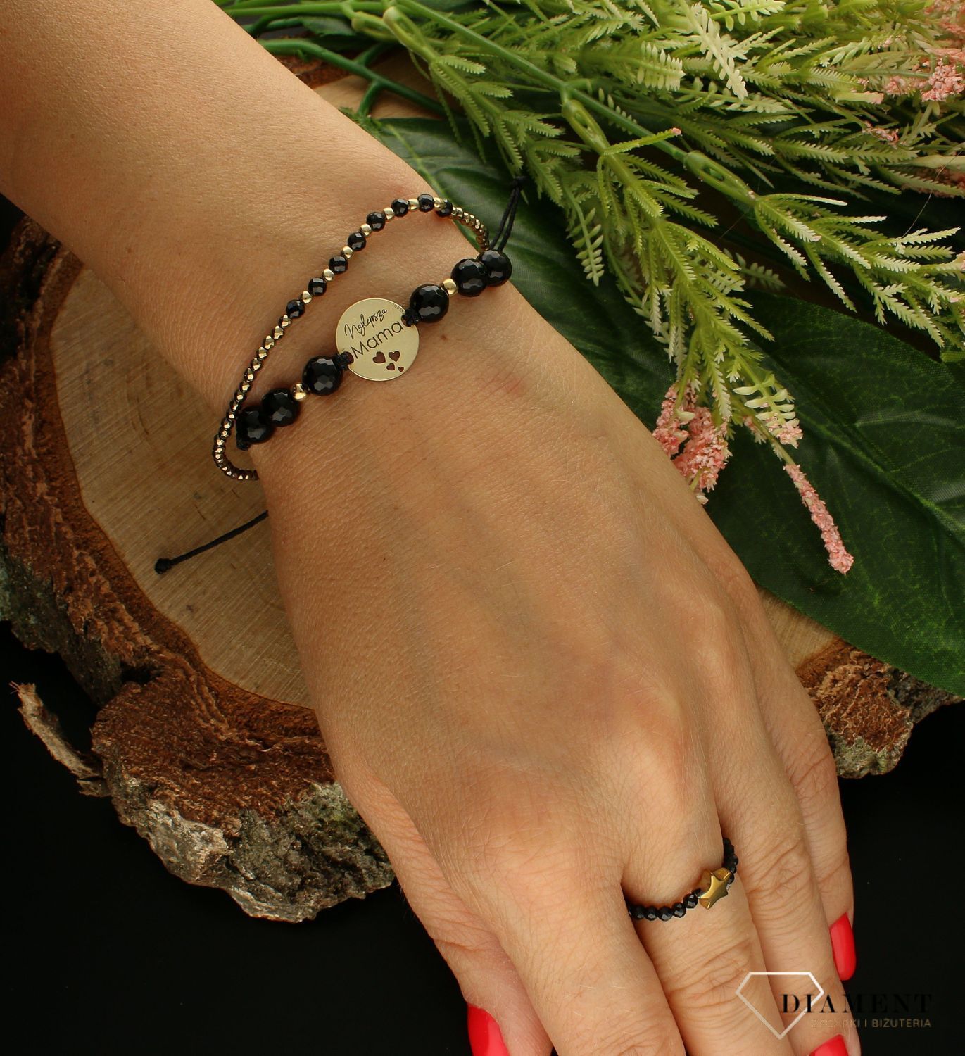 Bransoletka damska kamienie naturalne spinel i hametyt BS3106v21 (2).jpg