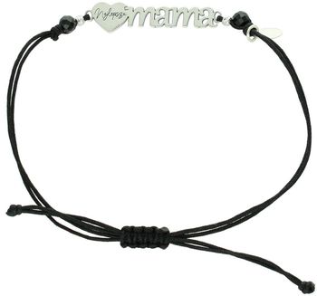 Elegancka bransoletka damska ze srebra próby 925 na czarnym sznureczku z napisem „Najlepsza Mama”. Ozdobiona naturalnymi kamieniami turmalin 1,60 g, ściągane zapięcie, regulowana długość 1.jpg