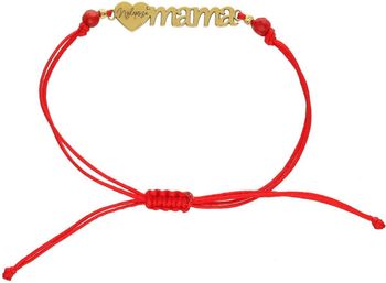 Elegancka bransoletka damska ze srebra próby 925 pozłacana, na czerwonym sznureczku z napisem „Najlepsza Mama”. Ściągane zapięcie, regulowana długość, waga 1,60 g, idealna na prezent dla mamy.1.jpg