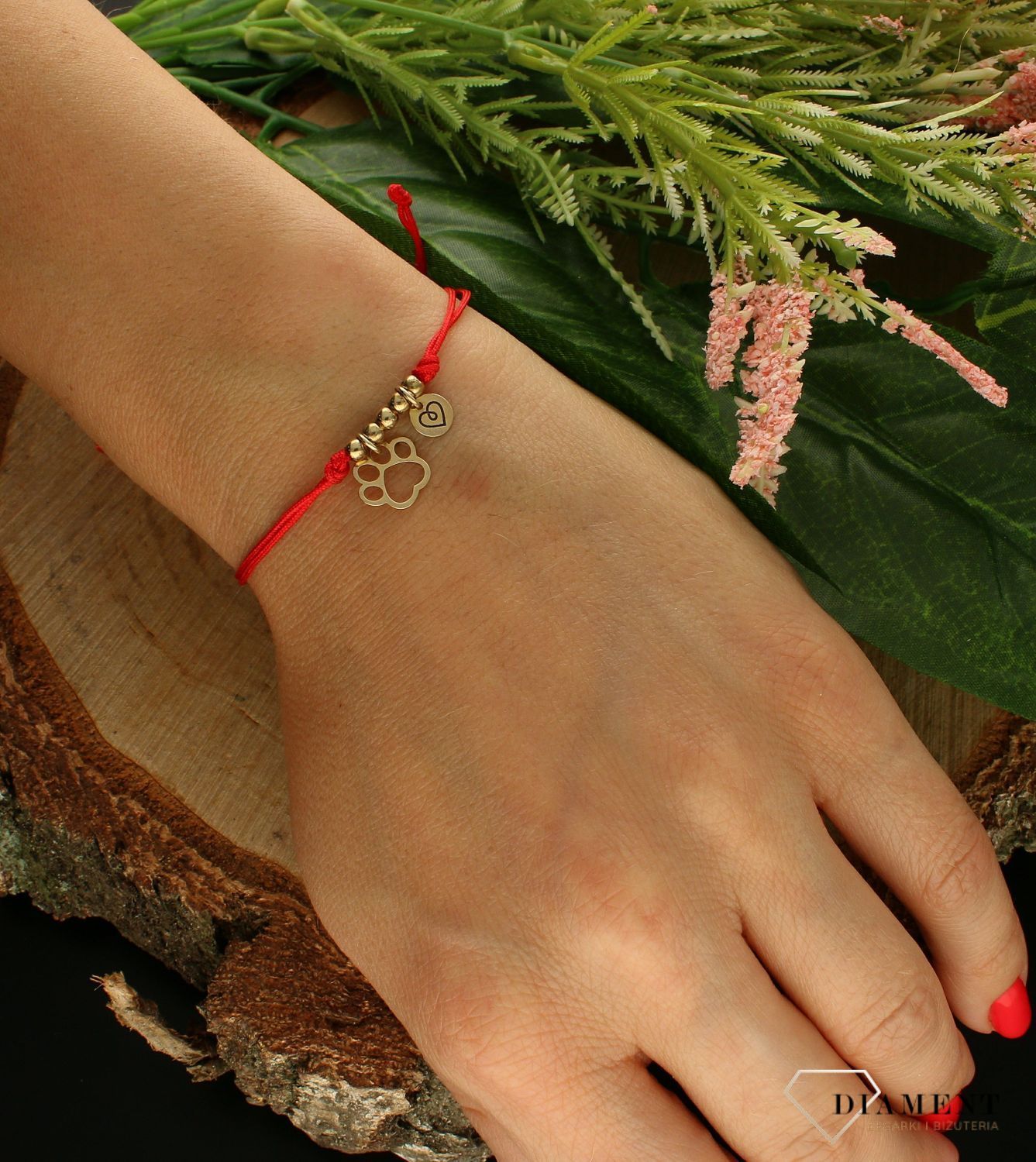 Bransoletka srebrna sznurek z łapką pieska BS3188v4 (2).jpg