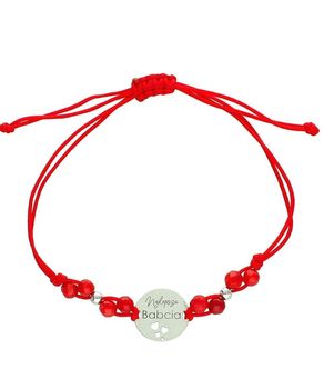 Bransoletka na czerwonym sznurku „Najlepsza Babcia” – srebro 925, koral babcia.jpg
