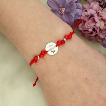 Bransoletka na czerwonym sznurku „Najlepsza Babcia” – srebro 925, koral, kółko 1,3 cm.jpg