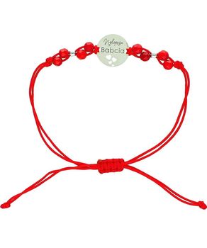 Bransoletka na czerwonym sznurku „Najlepsza Babcia” – srebro 925, koral.jpg