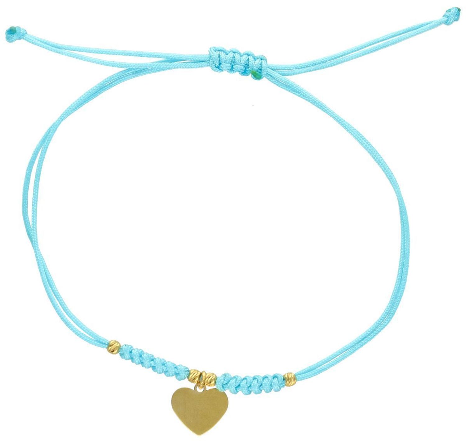 Bransoletka srebrna pozłacana 925 BS3245v53, na niebieskim sznureczku z gładką zawieszką serduszkiem (1,0 cm x 9 mm). Waga 0,75 g. Regulowane zapięcie. Subtelna i elegancka.1.jpg