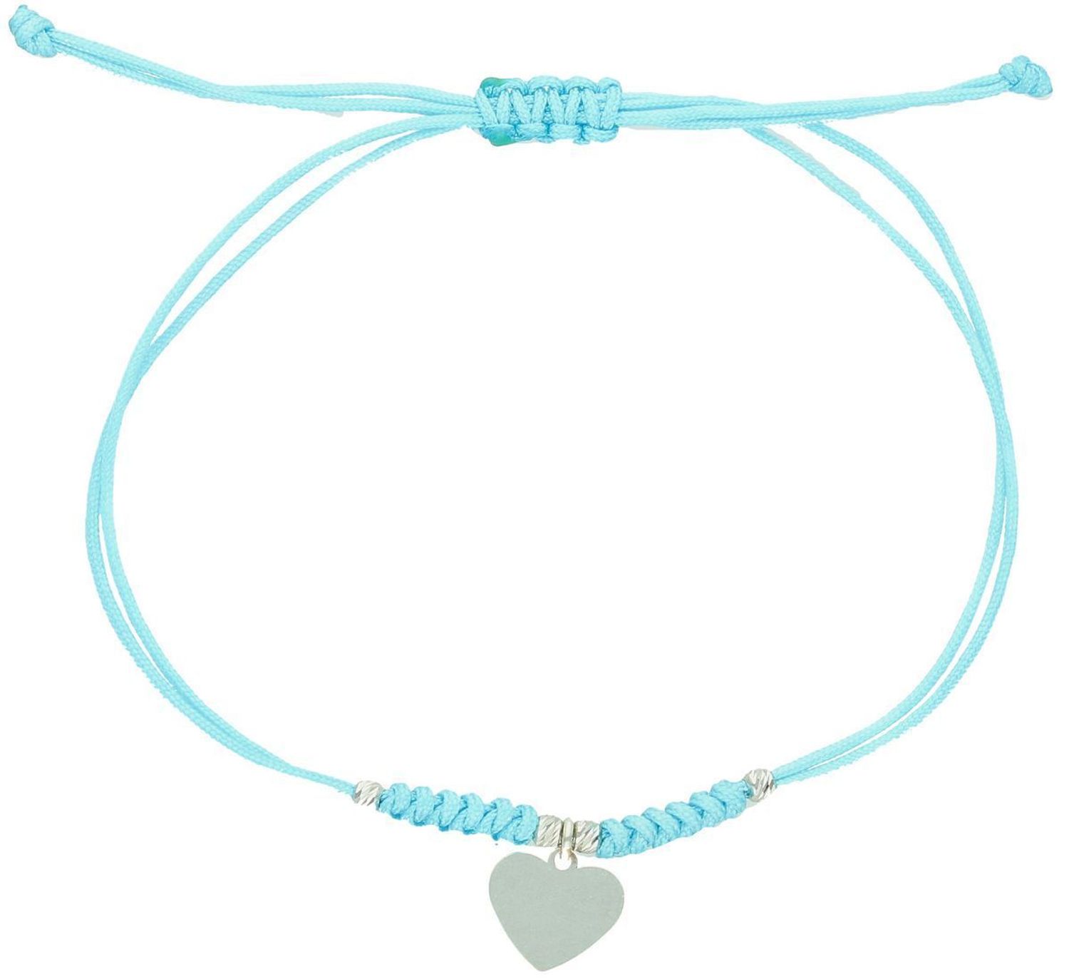 Bransoletka srebrna 925 BS3245v54 na niebieskim sznureczku, z wiszącą zawieszką serduszkiem 1,0 cm x 9 mm. Regulowane zapięcie. Delikatna, romantyczna biżuteria na co dzień lub na prezent.1.jpg