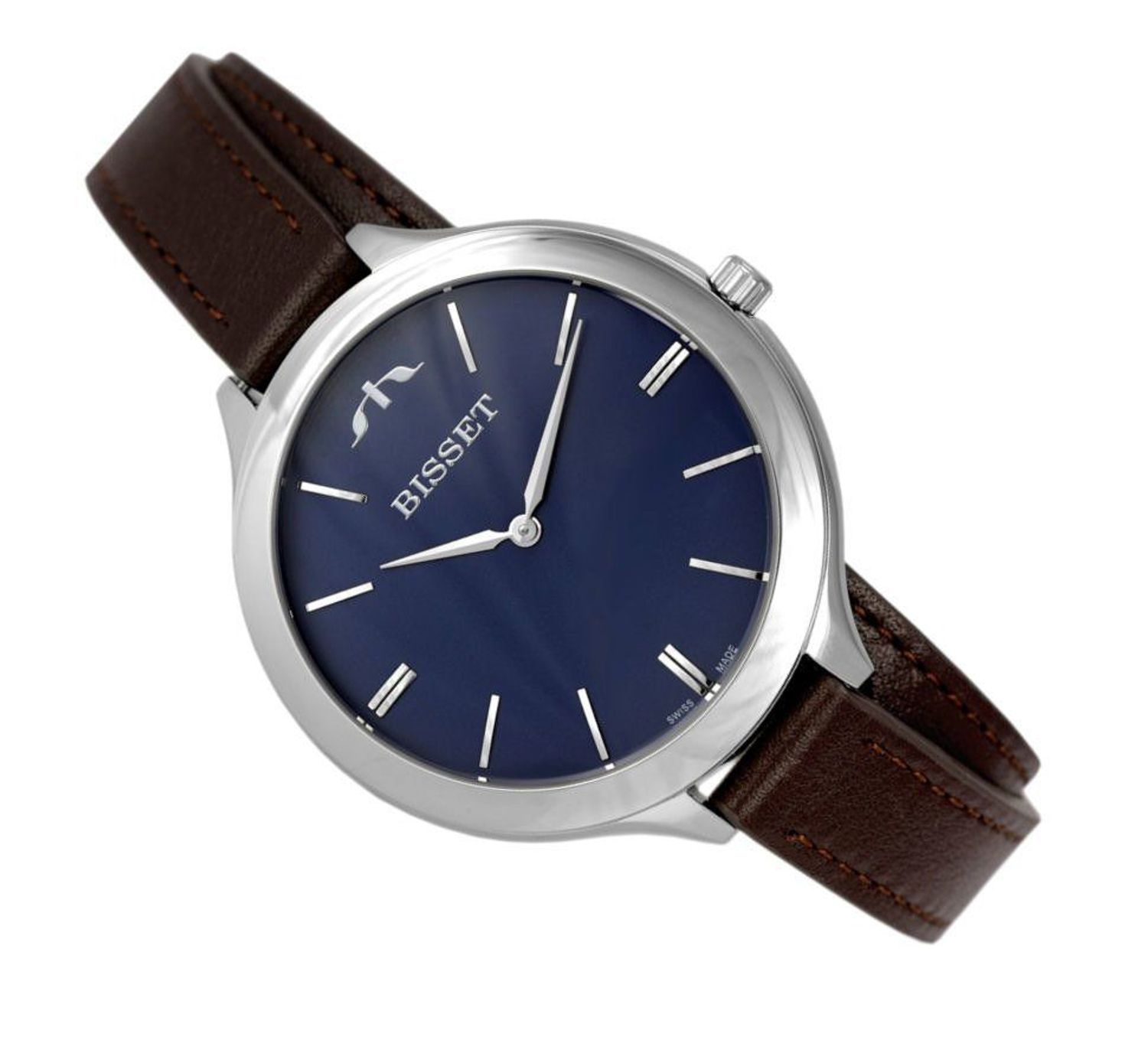 Damski klasyczny zegarek BISSET BSAE20SIDE03BX Długi brązowy pasek. Damski zegarek na pasku Bisset. Zegarek damski Bisset z długim paskiem. Damski zegarek w granatowym kolorze. Zegarek damski klasyczny Bisset na prezent (2).jpg