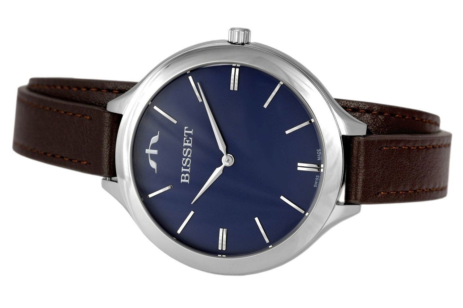 Damski klasyczny zegarek BISSET BSAE20SIDE03BX Długi brązowy pasek. Damski zegarek na pasku Bisset. Zegarek damski Bisset z długim paskiem. Damski zegarek w granatowym kolorze. Zegarek damski klasyczny Bisset na prezent (2).jpg