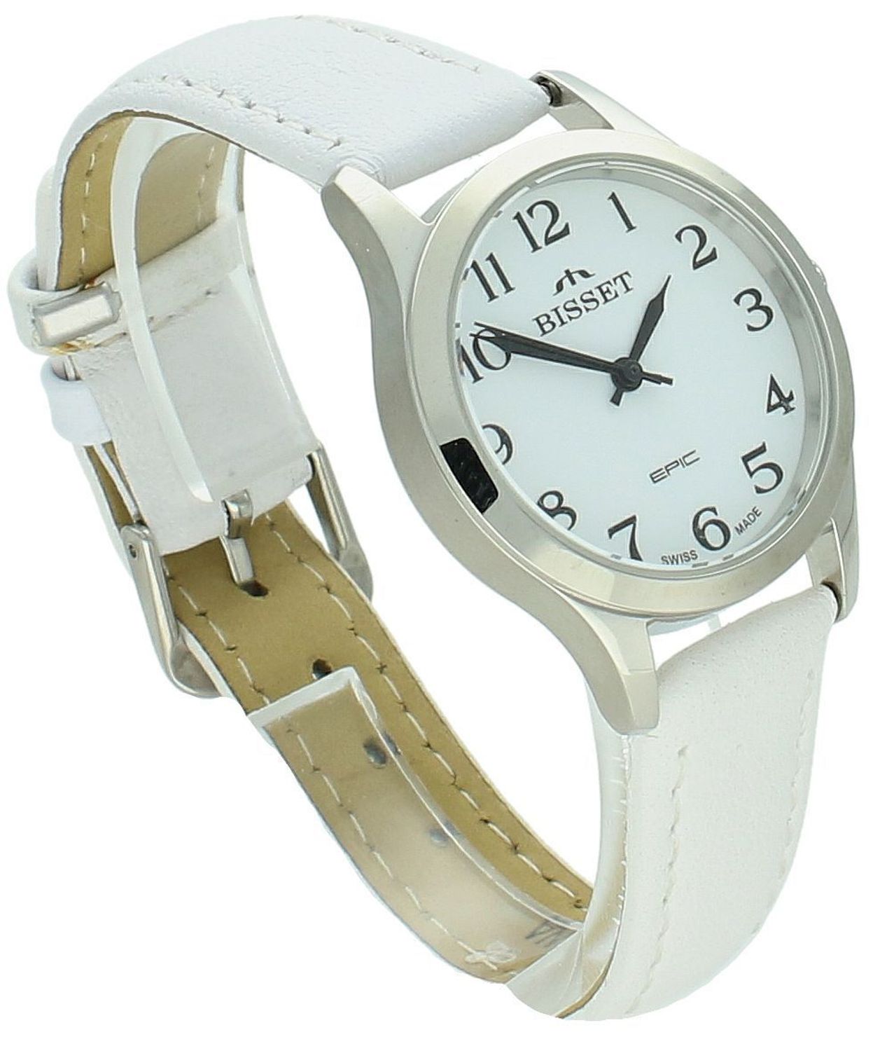 Stylowy zegarek damski Bisset Epic II na skórzanym pasku z białą tarczą. Klasyczny design, mechanizm kwarcowy, wodoszczelność 5 ATM, 2 lata gwarancji.11.jpg