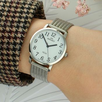 Bisset BSAE80SAWX03BX – damski zegarek z precyzyjnym mechanizmem kwarcowym, stalową bransoletą typu mesh, białą tarczą i wodoszczelnością 3 ATM. Stylowa klasyka na każdą okazję (2).jpg