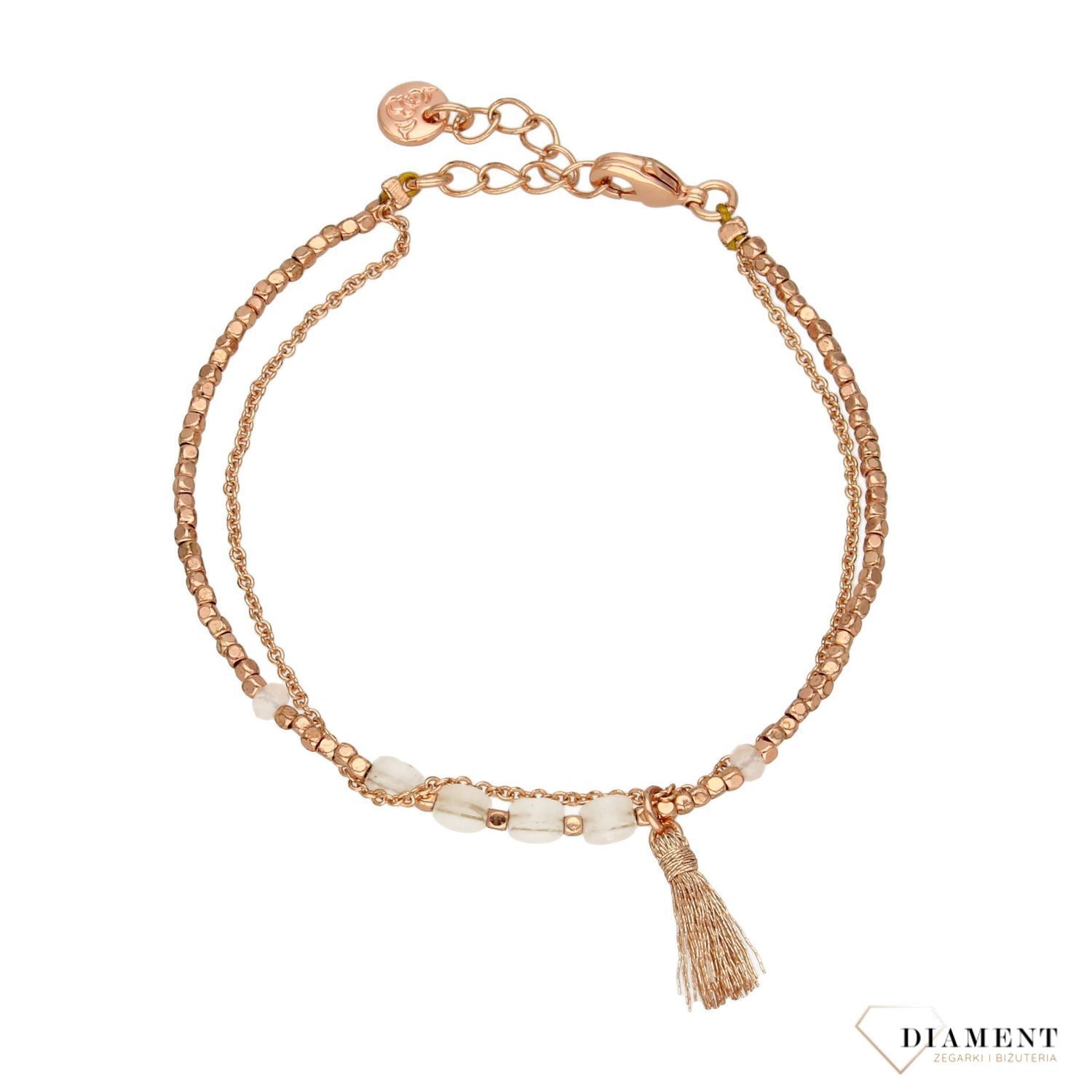 Bransoletka koraliki BY DZIUBEKA różowe złoto z jasnymi koralikami 3.jpg