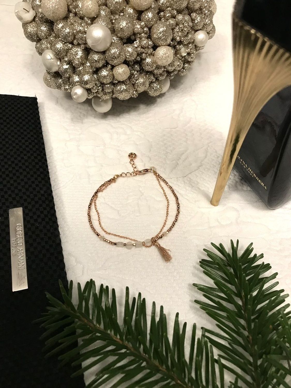 Bransoletka koraliki BY DZIUBEKA różowe złoto z jasnymi koralikami 3.jpg