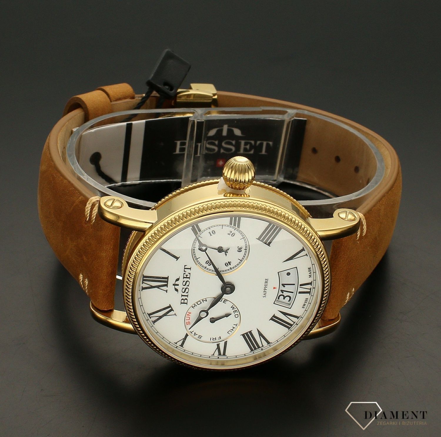 Zegarek męski na brązowym pasku BISSET Multifunction BSCF36GRWX05AX.jpg