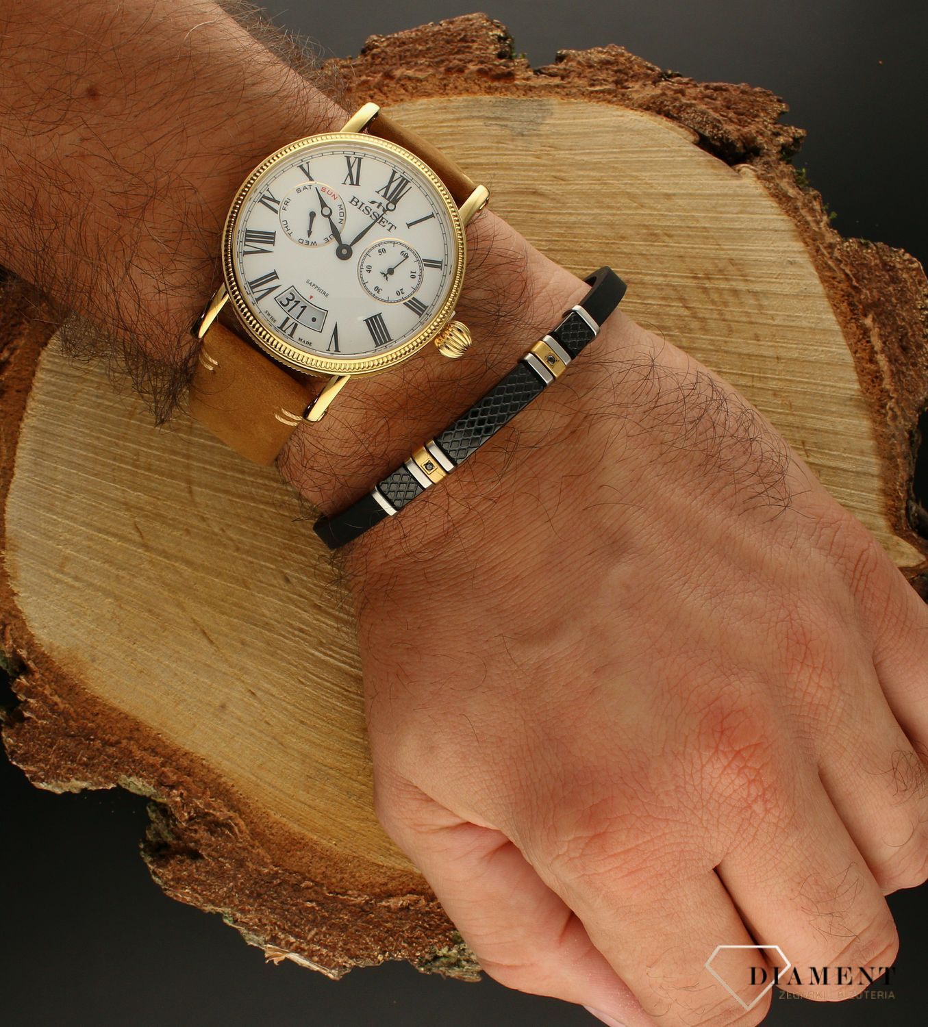 Zegarek męski na brązowym pasku BISSET Multifunction BSCF36GRWX05AX.jpg