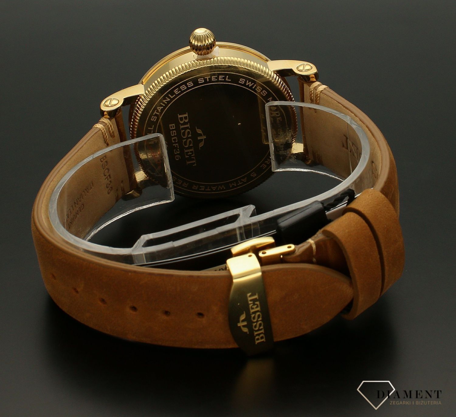 Zegarek męski na brązowym pasku BISSET Multifunction BSCF36GRWX05AX.jpg