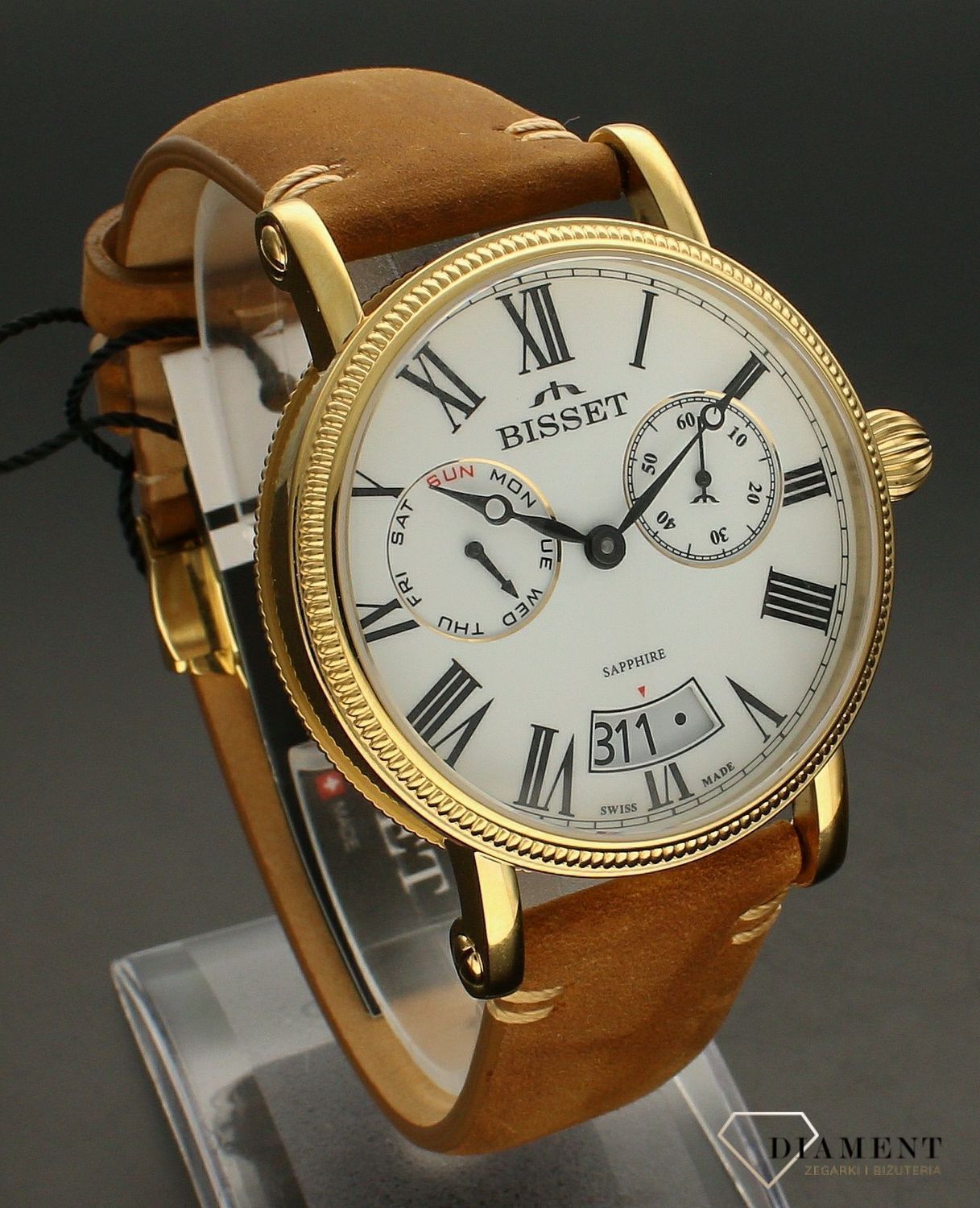 Zegarek męski na brązowym pasku BISSET Multifunction BSCF36GRWX05AX.jpg