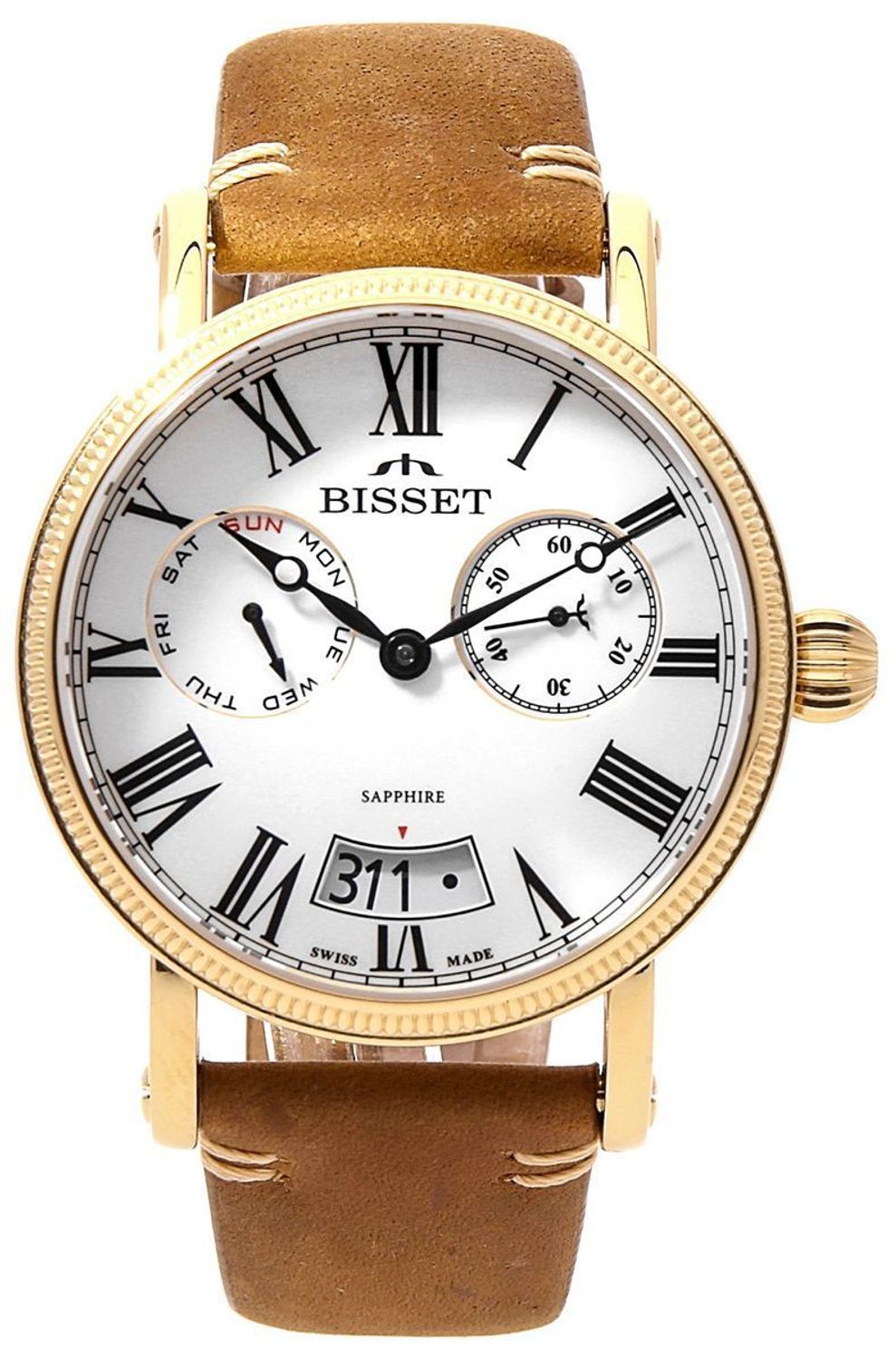 Zegarek męski na brązowym pasku BISSET Multifunction BSCF36GRWX05AX.jpg