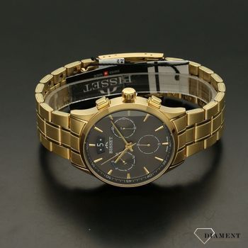 Zegarek męski w kolorze żółtego złota z czarną tarczą, nadaję świetnego wyglądu. Idealny pomysł na prezent dla mężczyzny (5).jpg