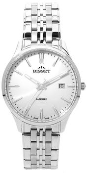 Elegancki męski zegarek Bisset BSDF38SISX03BX z mechanizmem kwarcowym, szafirowym szkłem i stalową bransoletą. Swiss Made, datownik, odporność na zachlapania – klasyka i wygoda.1.jpg