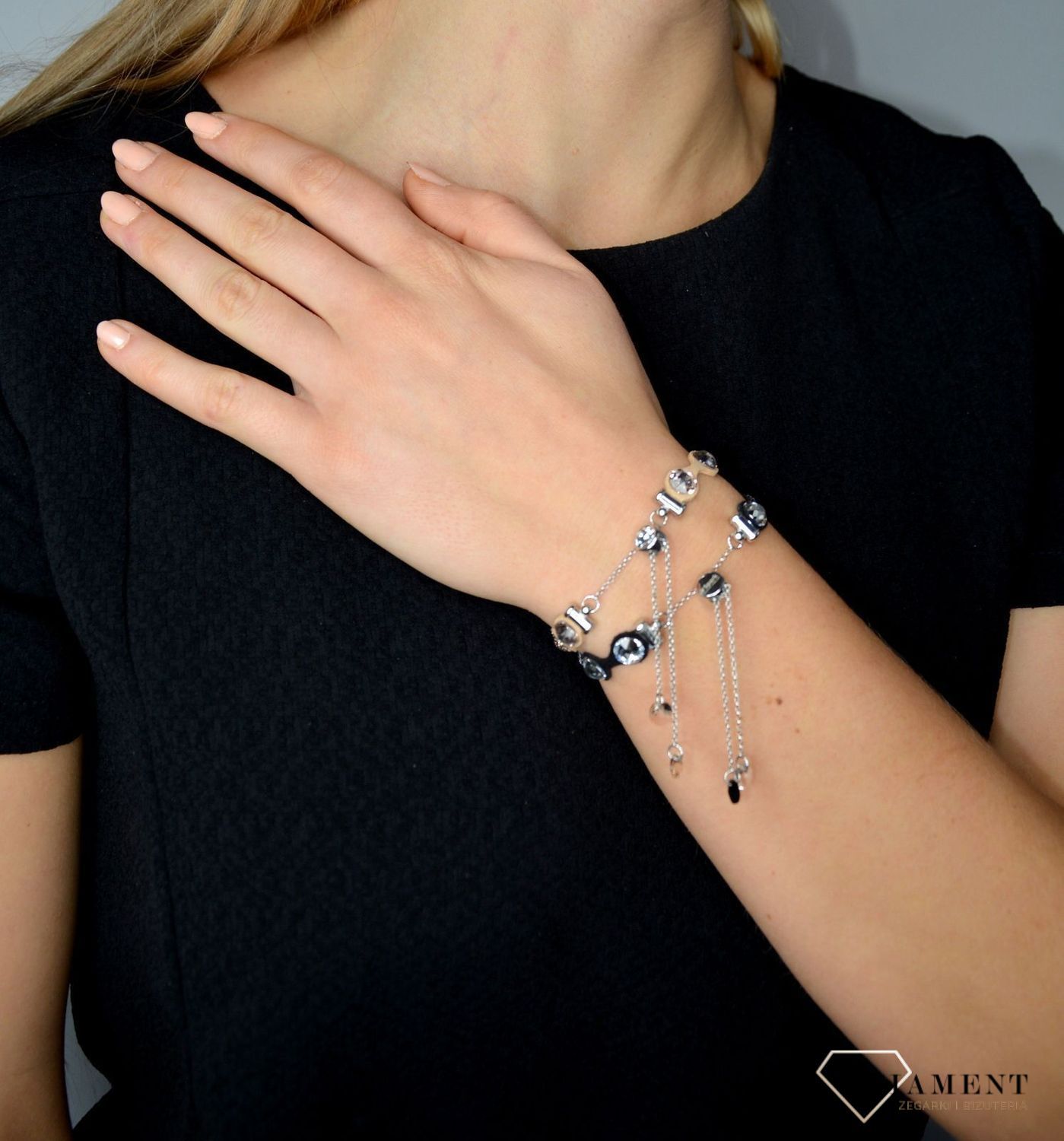 bransoletka-bezowa swarovski punteado-light-silk BSLDOT1SLSL.jpg