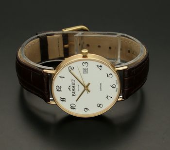 Zegarek złoty męski na brązowym pasku Bisset Sapphire Złoty BSYF24GIGX01BX (4).jpg