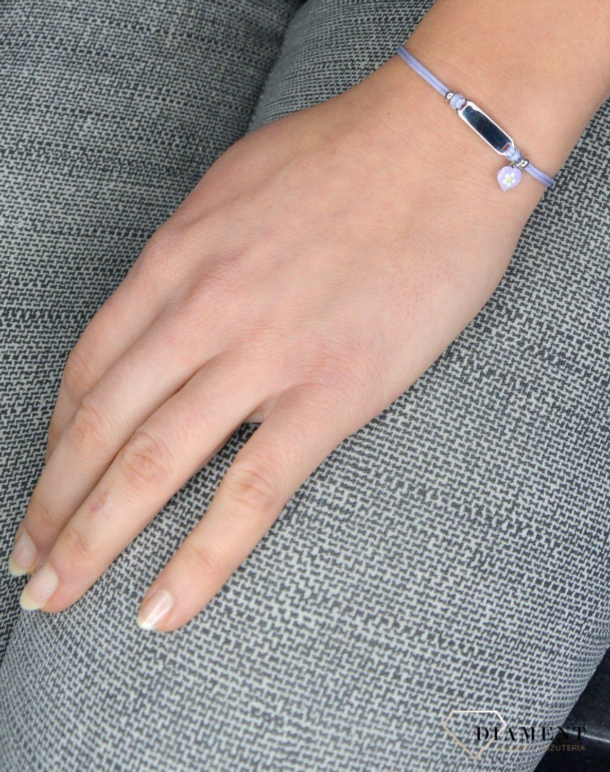 Bransoletka na sznureczku dla dziewczynki emalia blaszka.jpg