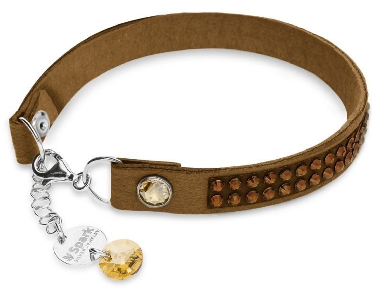 Bransoletka damska SPARK brązowa BTEX2BRST.  Must-have dla wielbicieli efektownego stylu. Bransoletka z miękkiej tkaniny Alcantara® w brązowym odcieniu mieniąca się błyszczącymi brązowymi 1.jpg