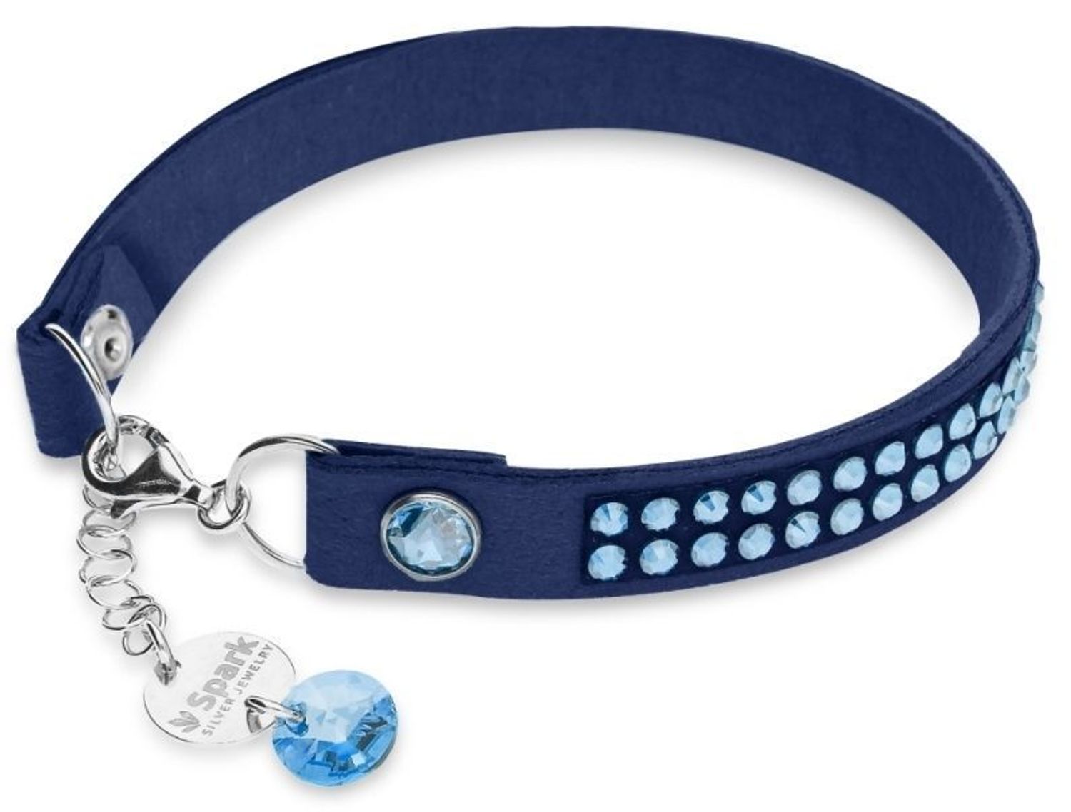 Bransoletka damska SPARK granatowa BTEX2NAQ Must-have dla wielbicieli efektownego stylu. Bransoletka z miękkiej tkaniny Alcantara® w granatowym odcieniu mieniąca się błyszczącymi niebieskimi 1.jpg