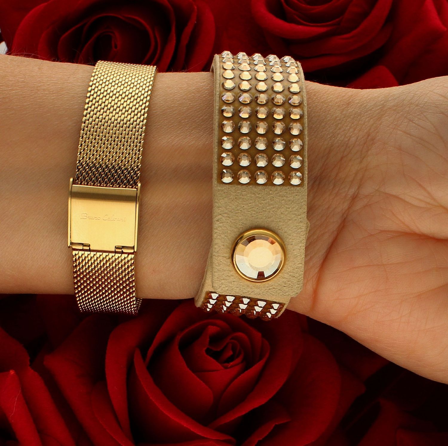 Bransoletka damska Swarovski beżowa Gallant Tall z kryształkami BTEX5BEGS (2).jpg