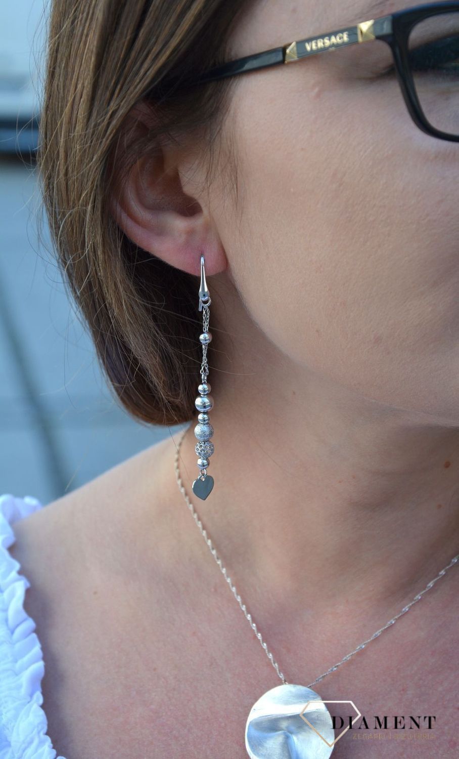 Srebrne kolczyki wiszące kuleczki zakończone sercem BTKZ0009.jpg