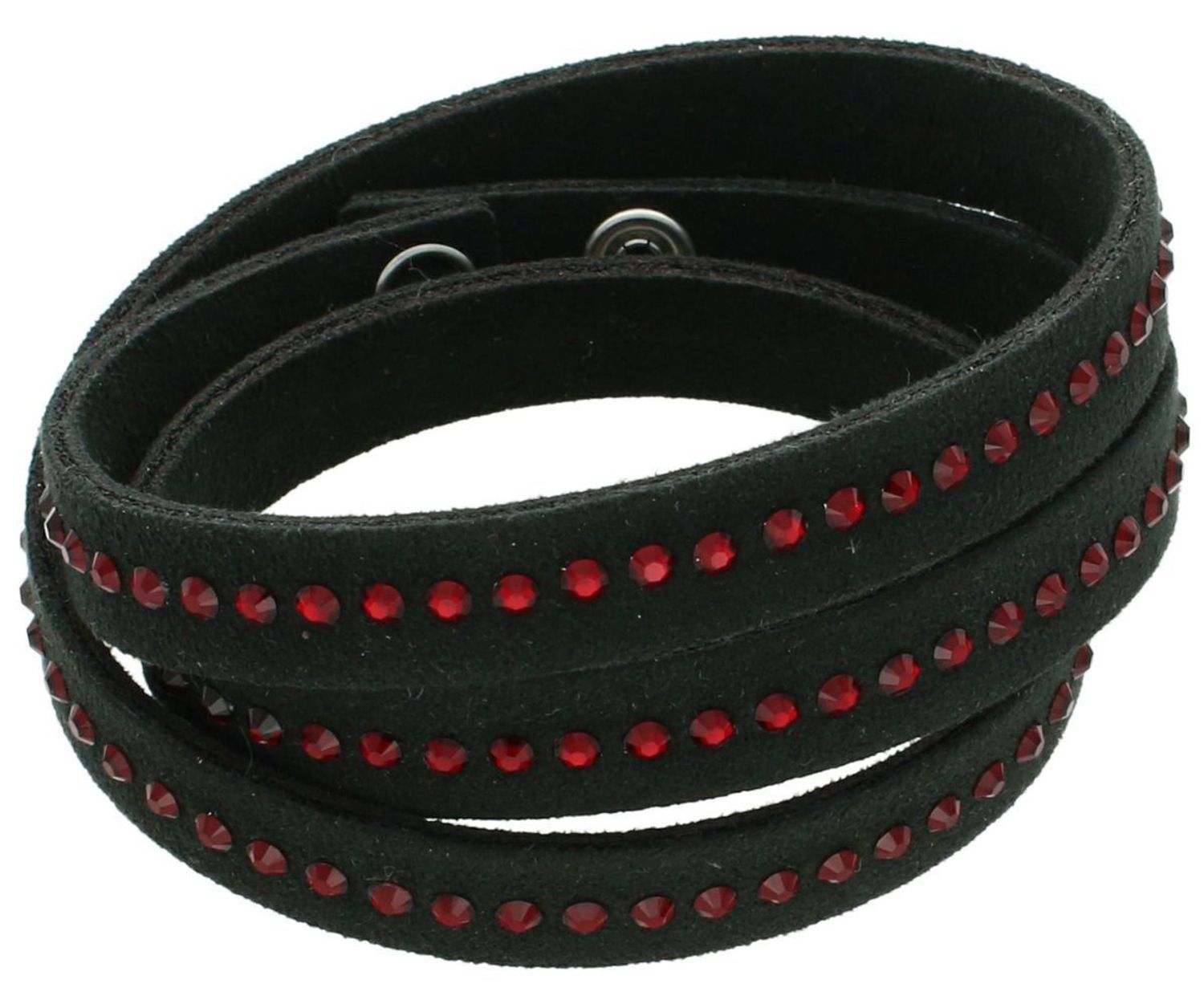 Bransoletka Swarovski BTR1CZSI z czarnej Alcantary® i czerwonymi kryształami Swarovski® Siam – elegancka biżuteria damska idealna na prezent.1.jpg