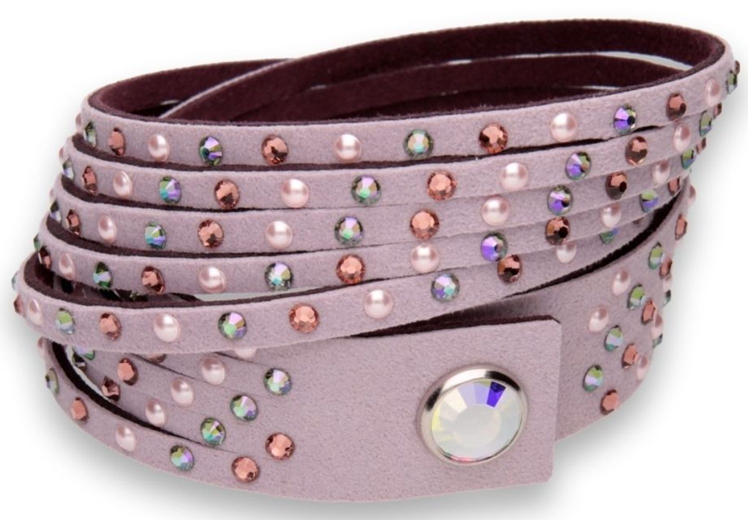 Bransoletka wykonana z różowej Alcantary® oraz ekskluzywnych kryształów w kolorze różowym Penta BTR5PL2 Bransoletka wykonana z różowej Alcantary® oraz ekskluzywnych kryształów w kolorze różowym i perełkami1.jpg