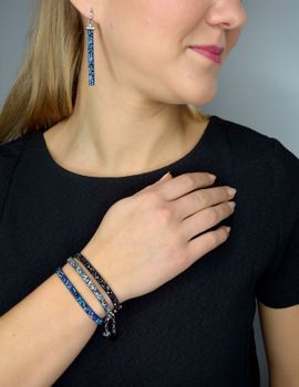 Bransoletka szara z szarymi kryształami Swarovski Stripe Rock Jet to piękna bransoletka z kryształami Swarovskiego na skórce  ✓Bransoletki Damskie w Sklepie (5).JPG