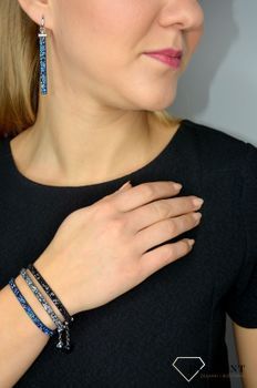 Bransoletka niebieska z niebieskimi kryształami Swarovski Stripe Rock Blue to piękna bransoletka z kryształami Swarovskiego na skórce Alcantara® (1).JPG
