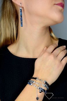 Bransoletka niebieska z niebieskimi kryształami Swarovski Stripe Rock Blue to piękna bransoletka z kryształami Swarovskiego na skórce Alcantara® (2).JPG