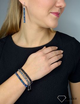 Bransoletka niebieska z niebieskimi kryształami Swarovski Stripe Rock Blue to piękna bransoletka z kryształami Swarovskiego na skórce Alcantara® (4).JPG
