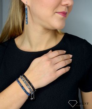 Bransoletka niebieska z niebieskimi kryształami Swarovski Stripe Rock Blue to piękna bransoletka z kryształami Swarovskiego na skórce Alcantara® (5).JPG