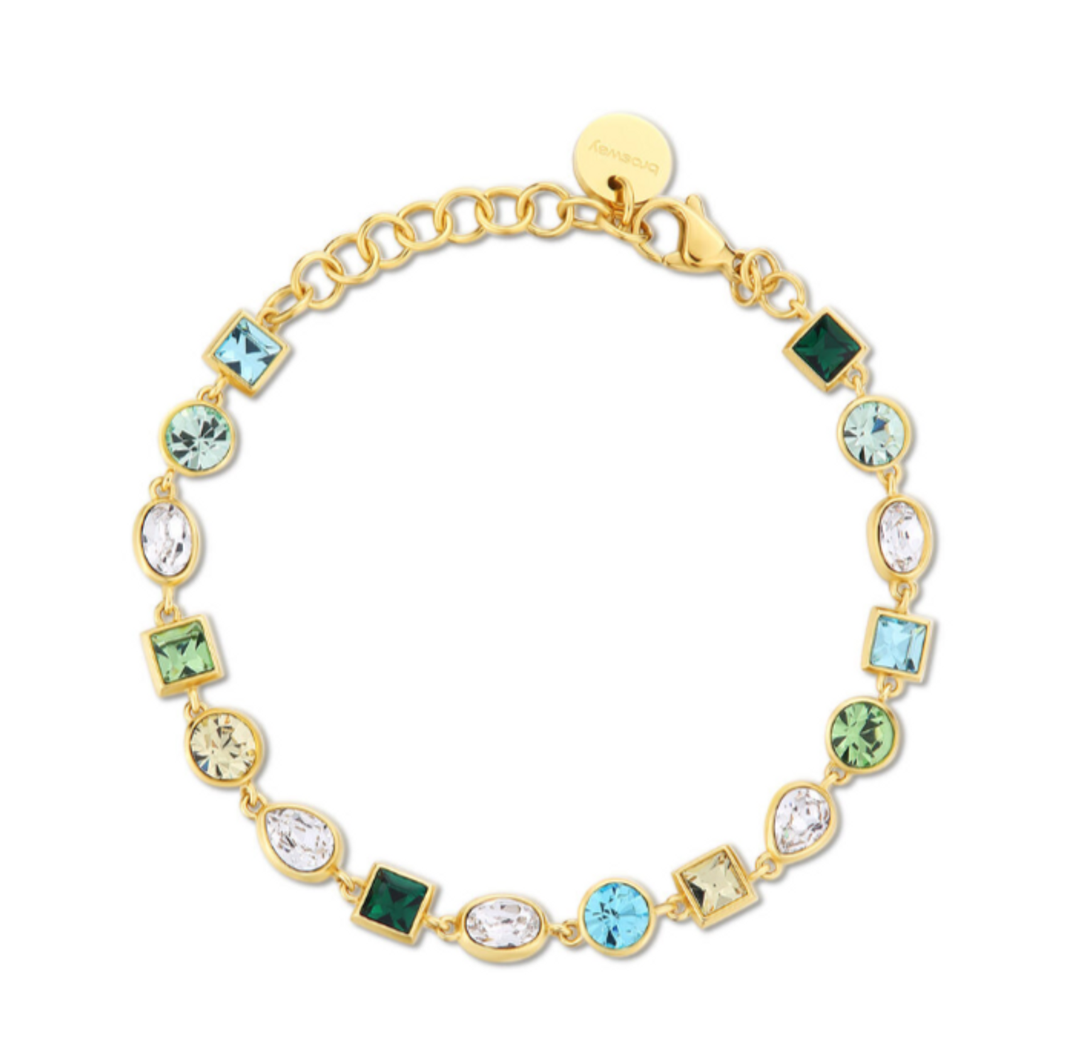 Bransoletka damska stalowa Brosway Symphonia Cyrkonie w różnych kształtach i kolorach BYM171.png