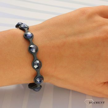 Bransoletka szara z niebieskimi kryształami Swarovski Dotty Tennis BZDOT1HSAS.jpg