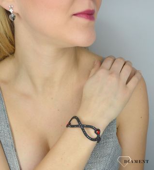 Bransoletka damska czarna ze znakiem nieskończoności Spark Eterno Heart Swarovski BZETERH2CZJLSI. Oryginalna i stylowa bransoletka marki Spark  (1).JPG