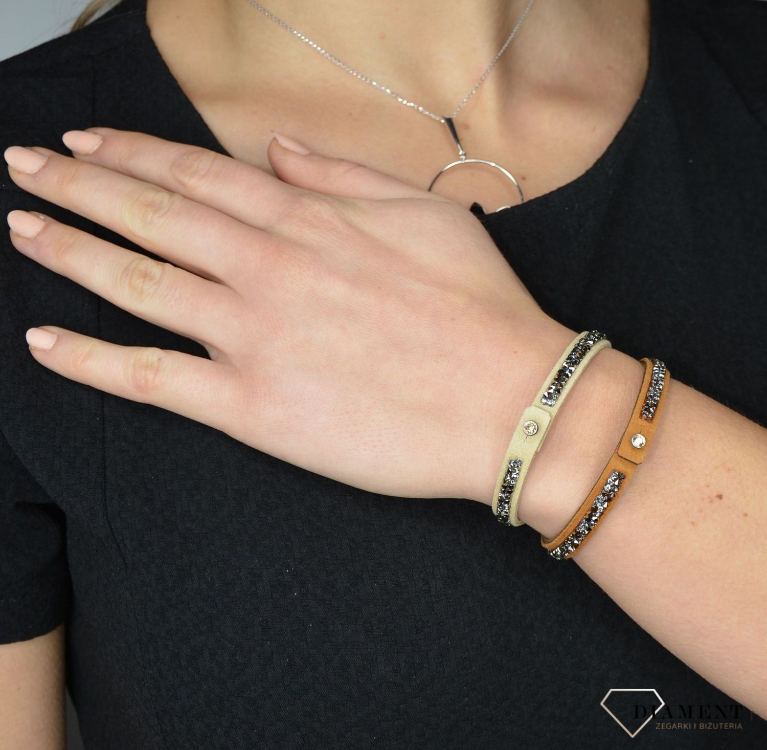 Bransoletka brązowa z szarymi kryształami Swarovski Rock BZRK1BRMG.jpg