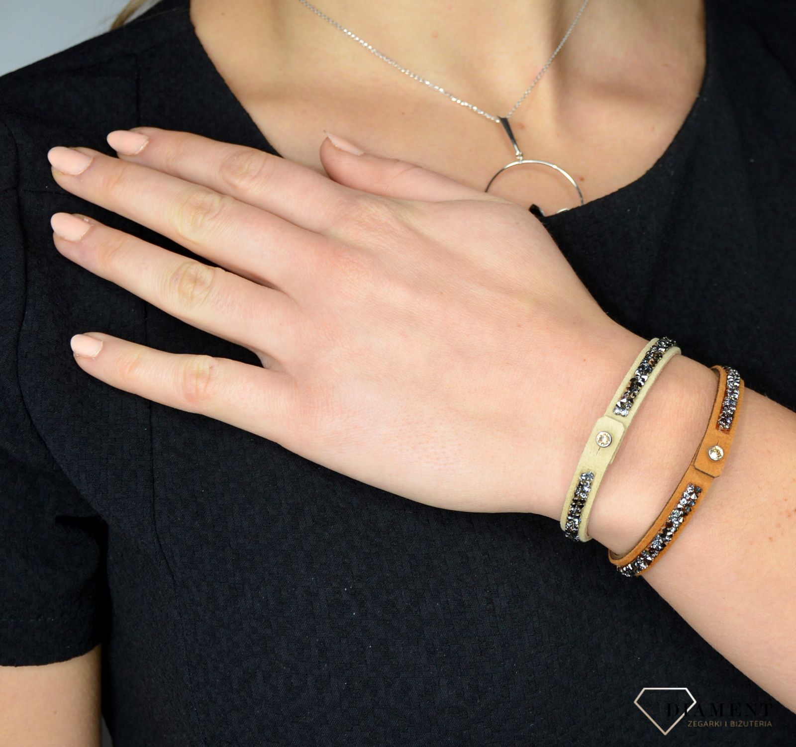 Bransoletka brązowa z szarymi kryształami Swarovski Rock BZRK1BRMG.jpg