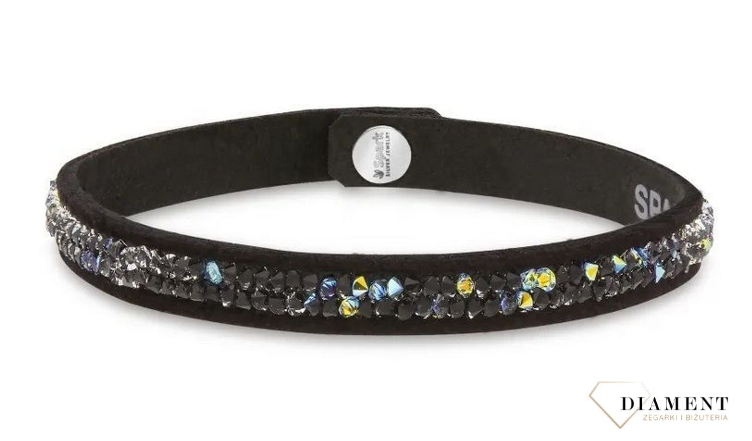 Bransoletka czarna z opalizującymi kryształami Swarovski Rock Tennis AURORE BOREALE BZRK1CZAB.jpg