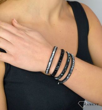 Bransoletka czarna z opalizującymi kryształami Swarovski Rock Tennis AURORE BOREALE BZRK1CZAB✓ Piękne bransoletki swarovski, biżuteria apart (2).JPG